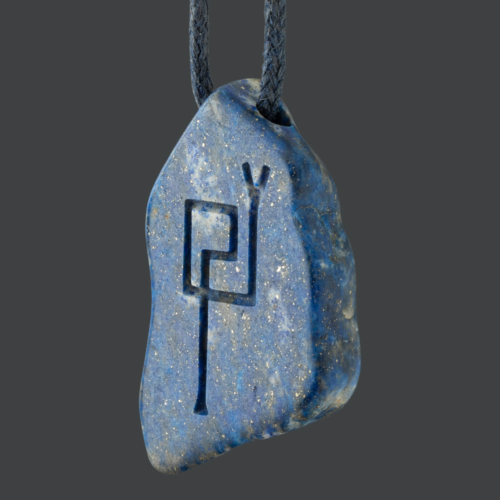 Lapis Lazuli Pendant with Sacred Masculine Symbol