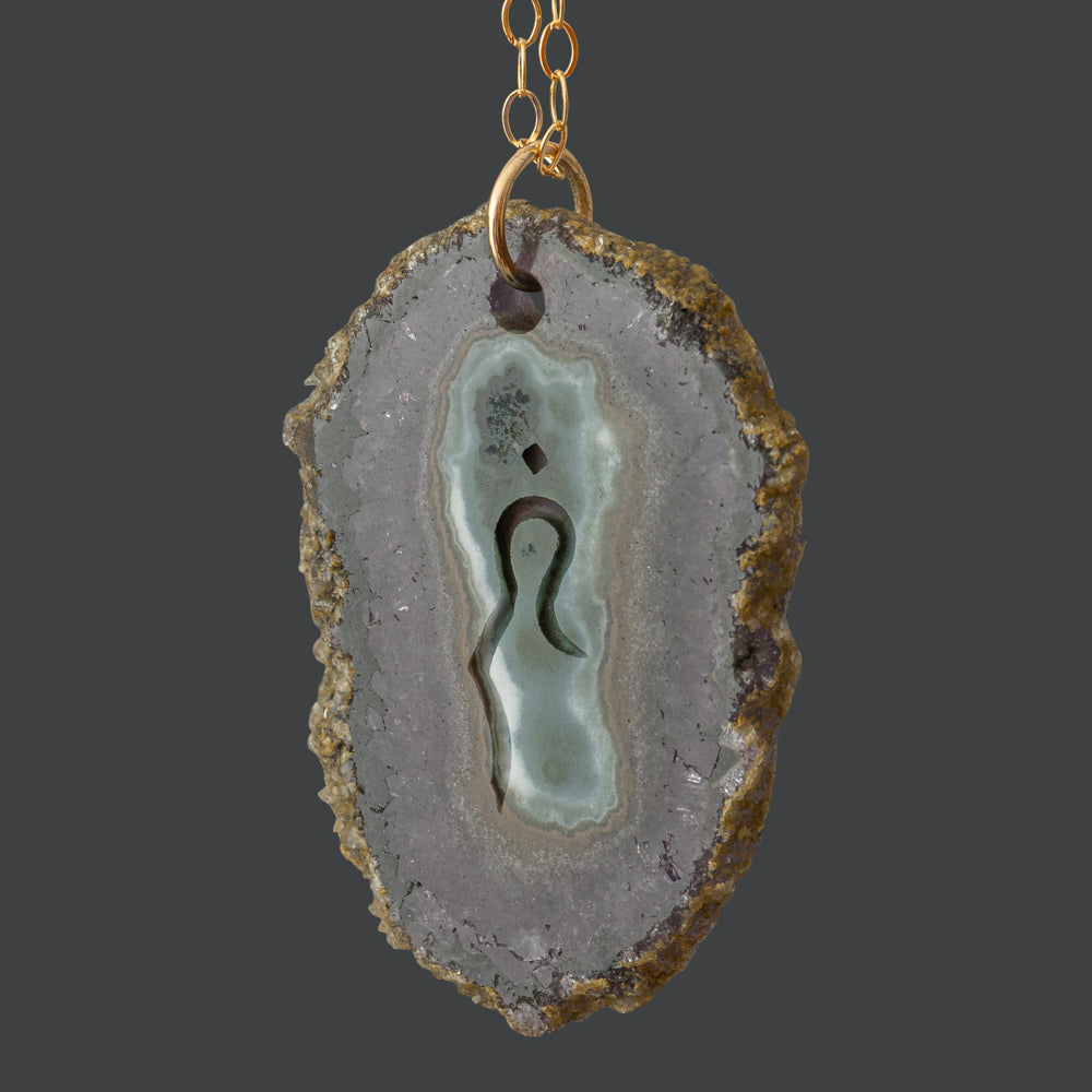 Amethyst Pendant with Divine Feminine Symbol