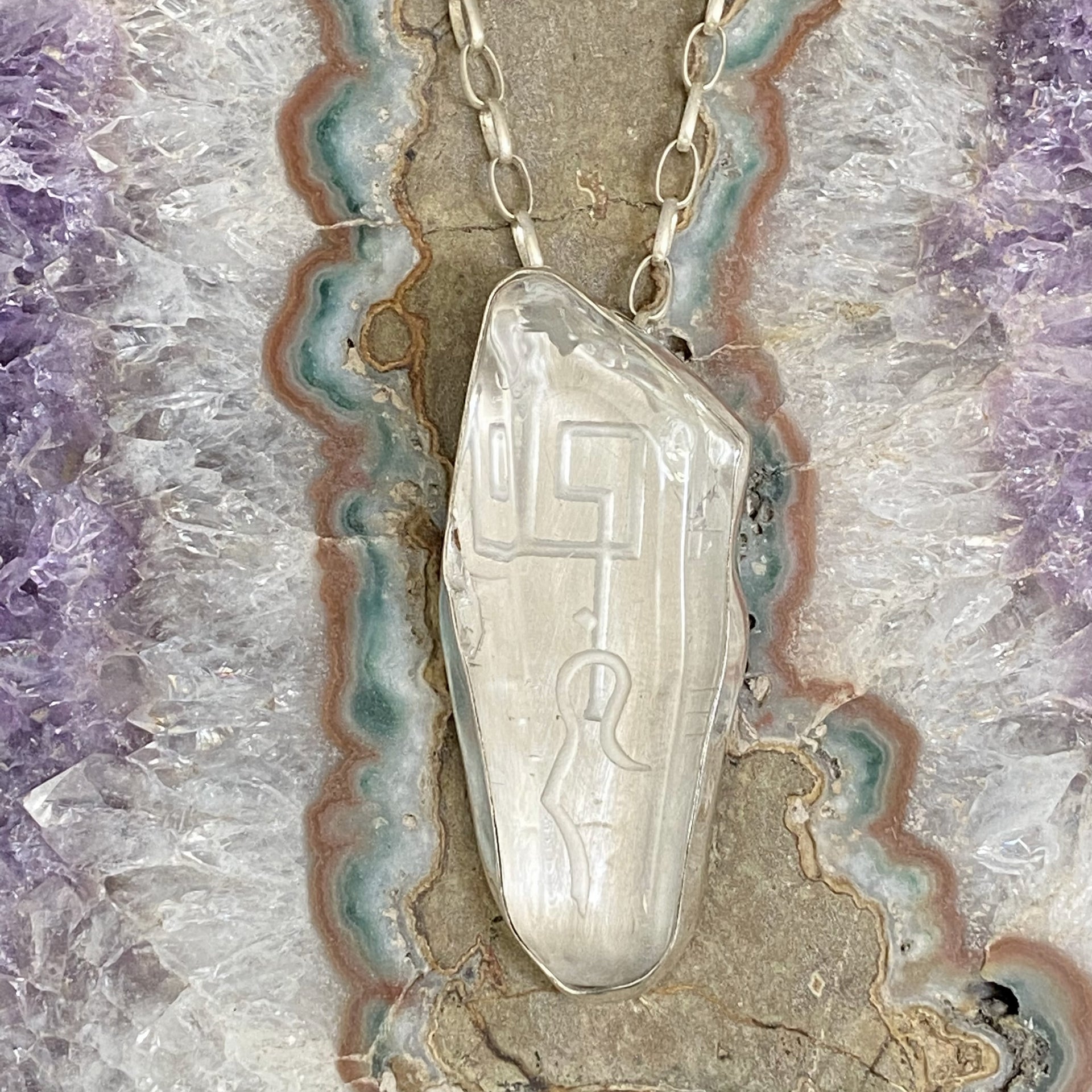 Lemurian Sterling Silver Pendant with Divine Feminine & Sacred Masculine Symbols