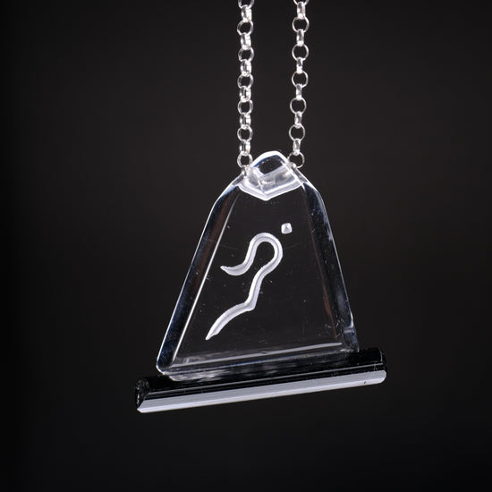 Optical Clear Quartz Divine Feminine Pendant with Black Tourmaline Accent