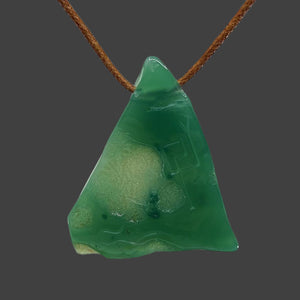 Green Chalcedony Pendant with Divine Feminine and Sacred Masculine Symbols