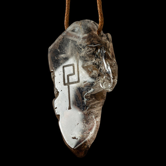 Smoky Elestial Pendant with Sacred Masculine Symbol