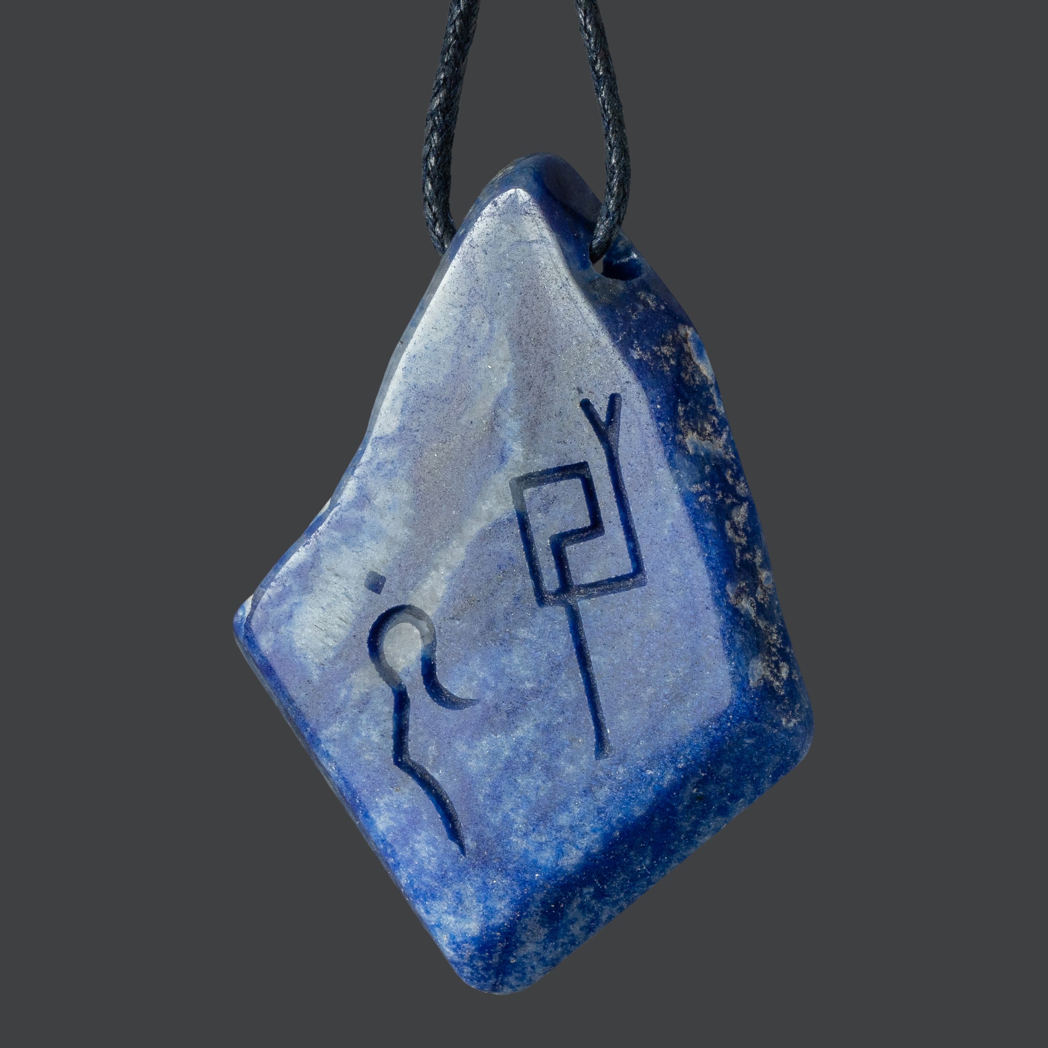 Blue Quartz Pendant with Divine Feminine & Sacred Masculine Symbols