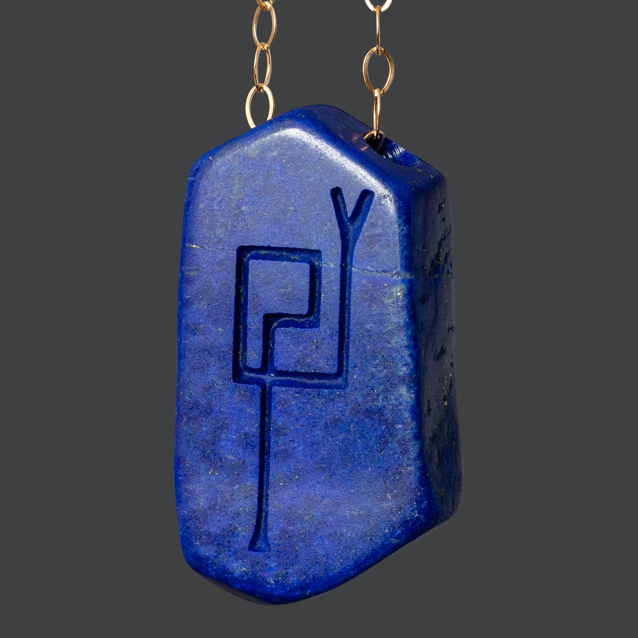 Lapis Lazuli Pendant with Sacred Masculine Symbol