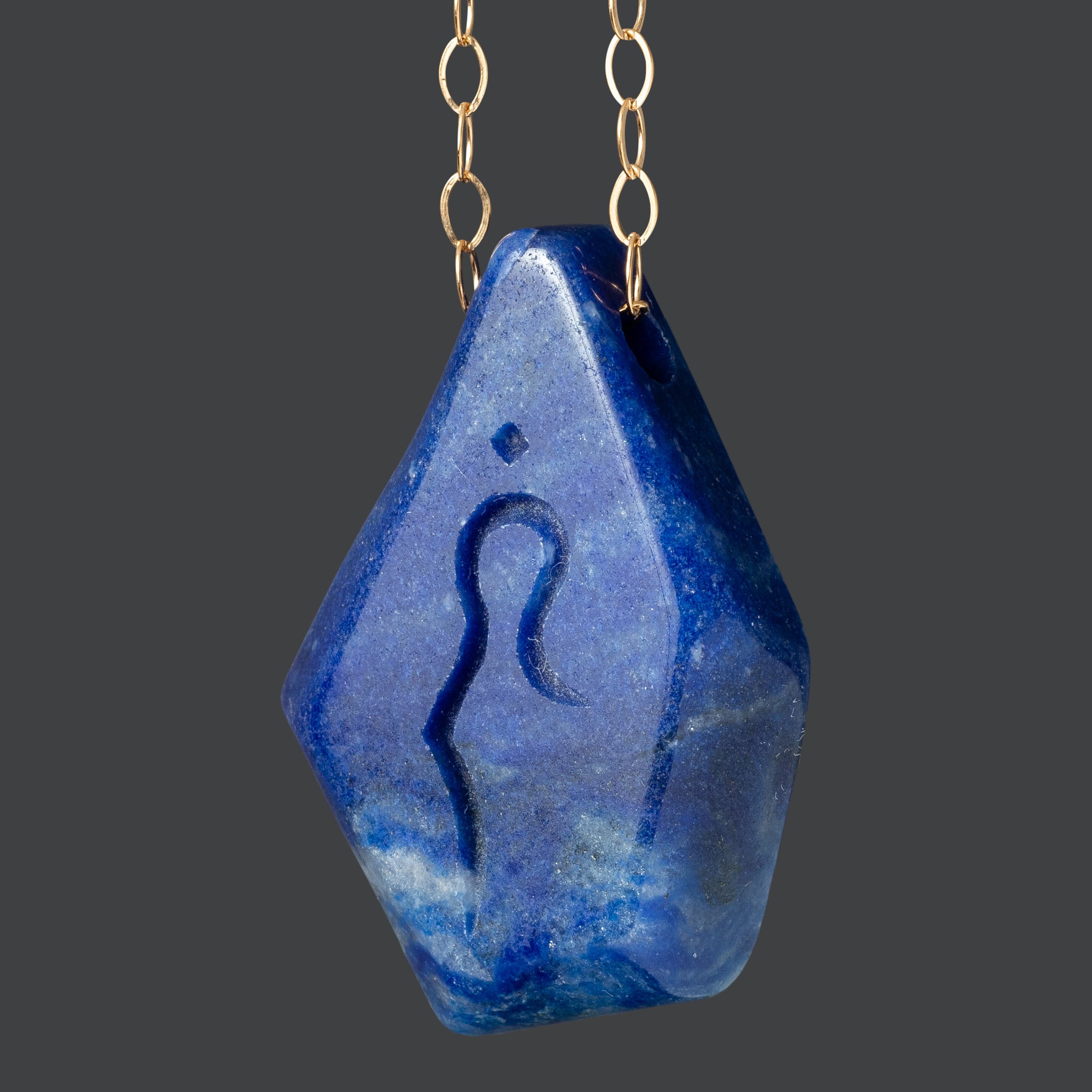 Lapis Lazuli Pendant with Divine Feminine Symbol