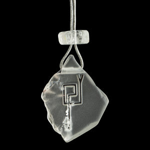 Frosted Quartz Pendant with Sacred Masculine Symbol