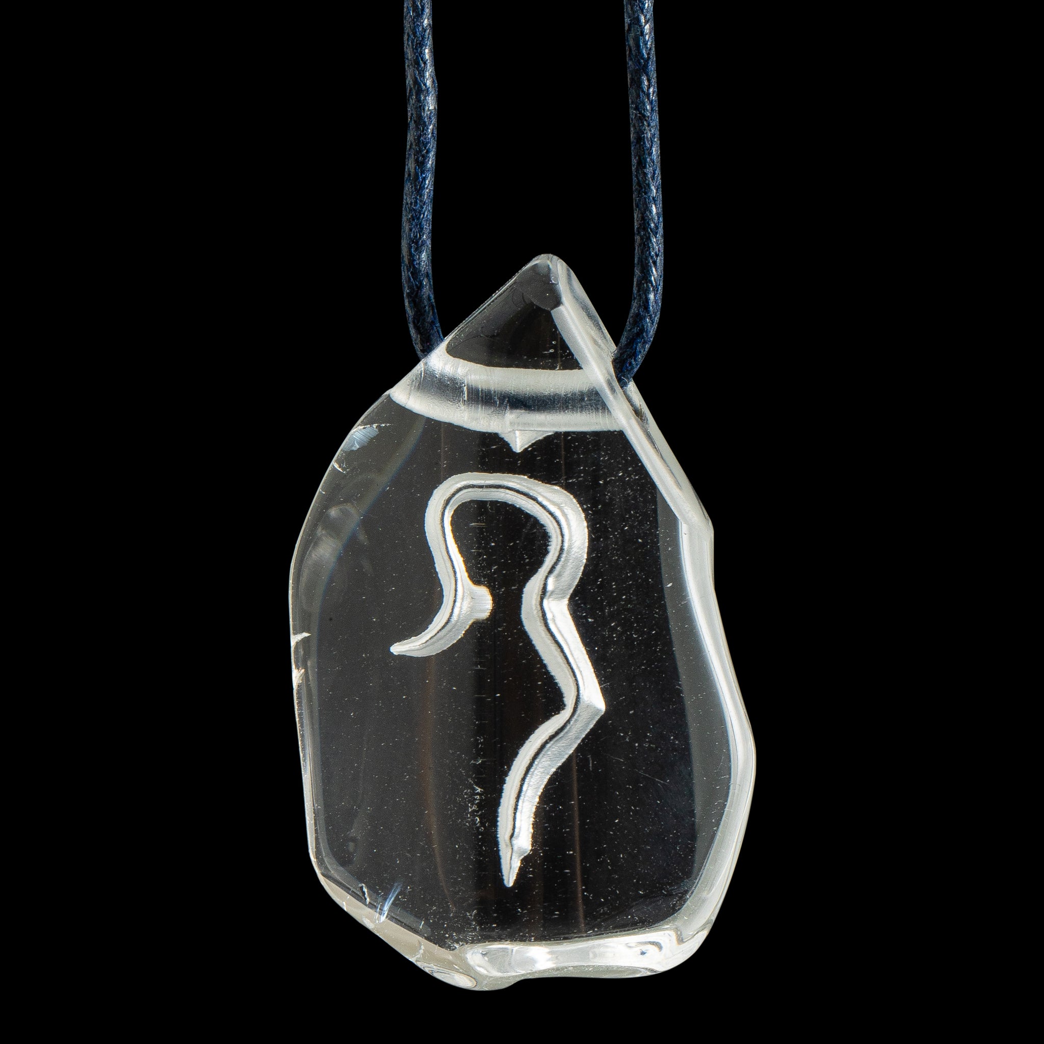 Water Clear Quartz Pendant with Divine Feminine Symbol