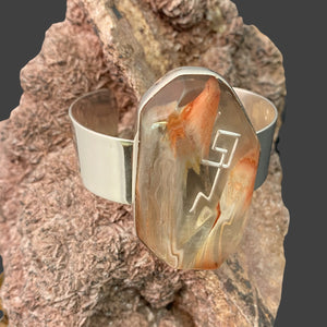 Amphibole Sterling Silver Cuff Bracelet with Divine Feminine & Sacred Masculine Symbols