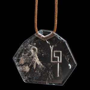 Amphibole Pendant with Divine Feminine & Sacred Masculine Symbols