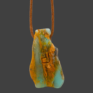 Peruvian Blue Opal Pendant with Divine Masculine Symbol