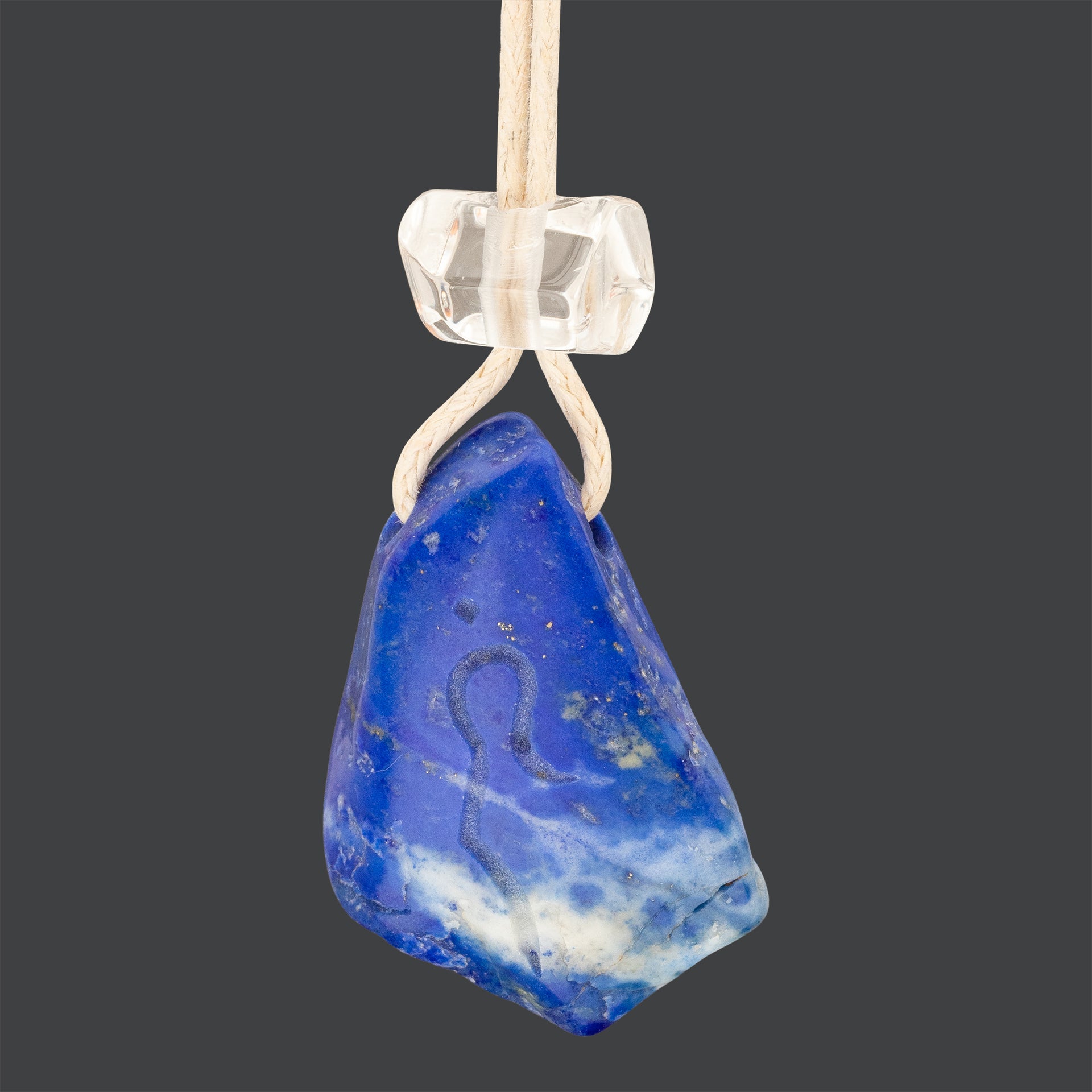 Lapis Lazuli Pendant with Crystal Bead Accent and Divine Feminine Symbol