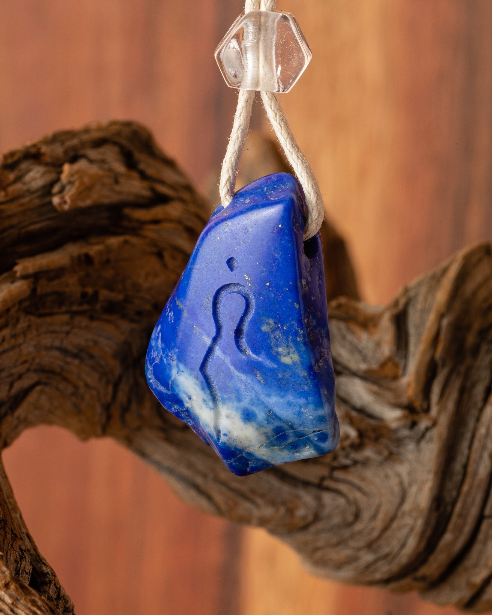Lapis Lazuli Pendant with Crystal Bead Accent and Divine Feminine Symbol