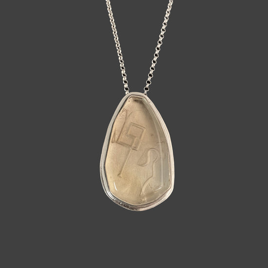 African Citrine Sterling Silver Pendant with Divine Feminine & Sacred Masculine Symbols