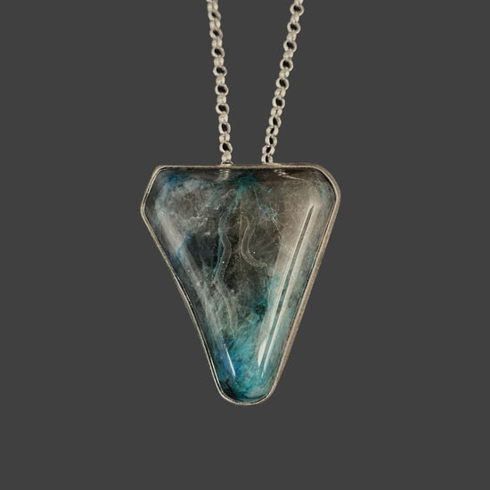 Chrysocolla Sterling Sterling Silver Pendant with Divine Feminine Symbol