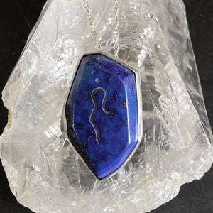 Lapis Lazuli Sterling Silver Pendant with Divine Feminine Symbol