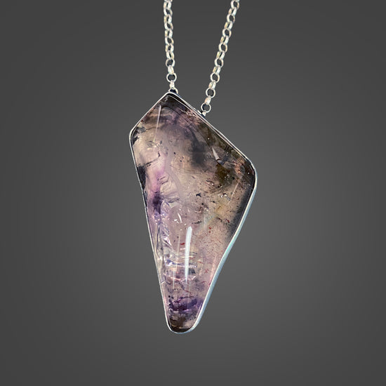 Shangaan Amethyst Sterling Silver Pendant with Divine Feminine & Sacred Masculine Symbols