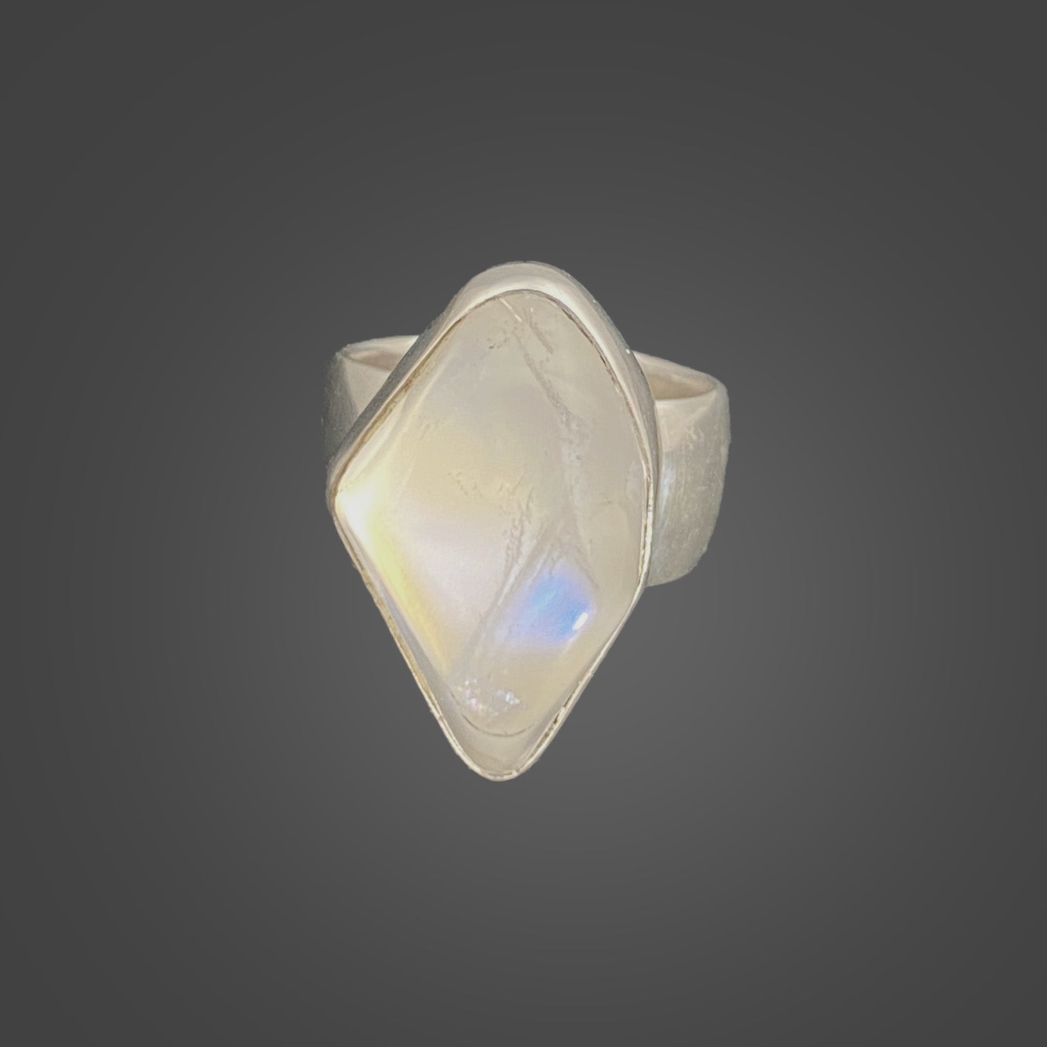 Moonstone Sterling Silver Ring with Divine Feminine Symbol Size 5