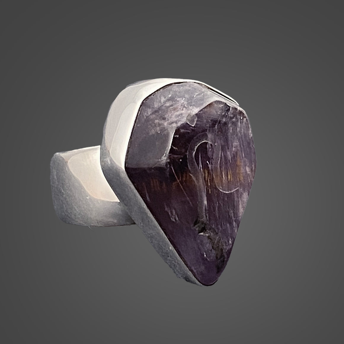 Auralite Sterling Silver Ring with Divine Feminine Symbol size 5