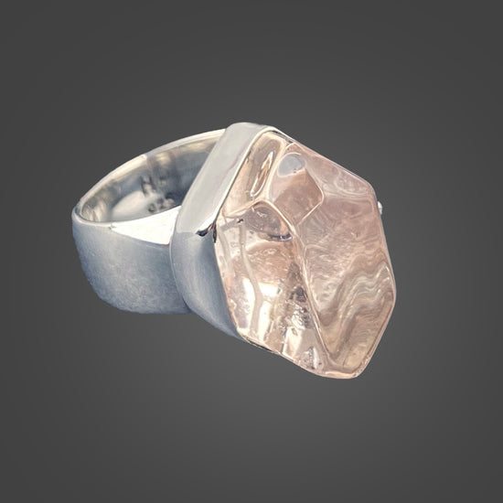 African Citrine Sterling Silver Ring with Divine Feminine Symbol size 7