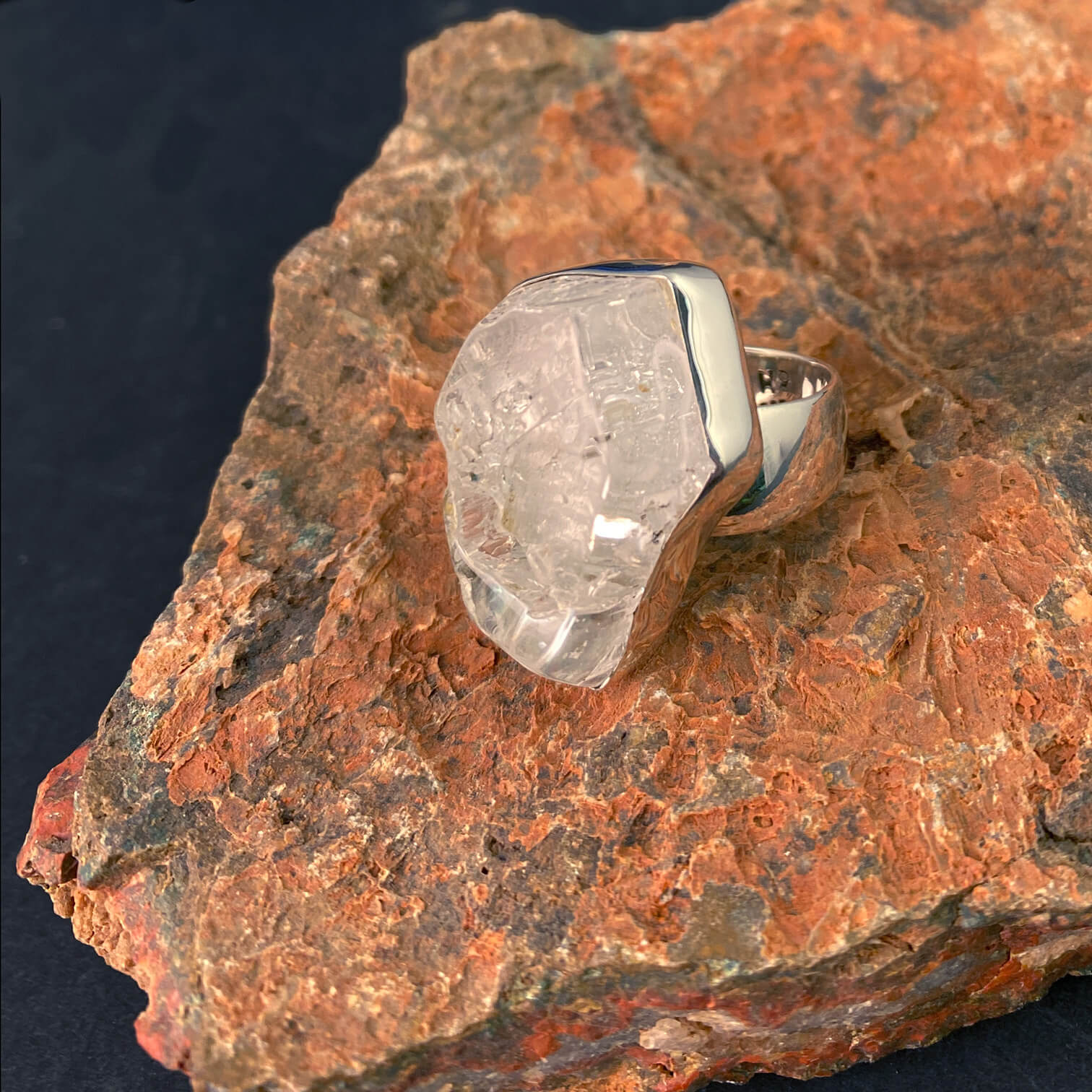 Morganite Sterling Silver Ring with Divine Feminine Symbol size 9